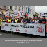 Trade unions manifestations against political  gouverment of Tusk - Warsaw IX 2013